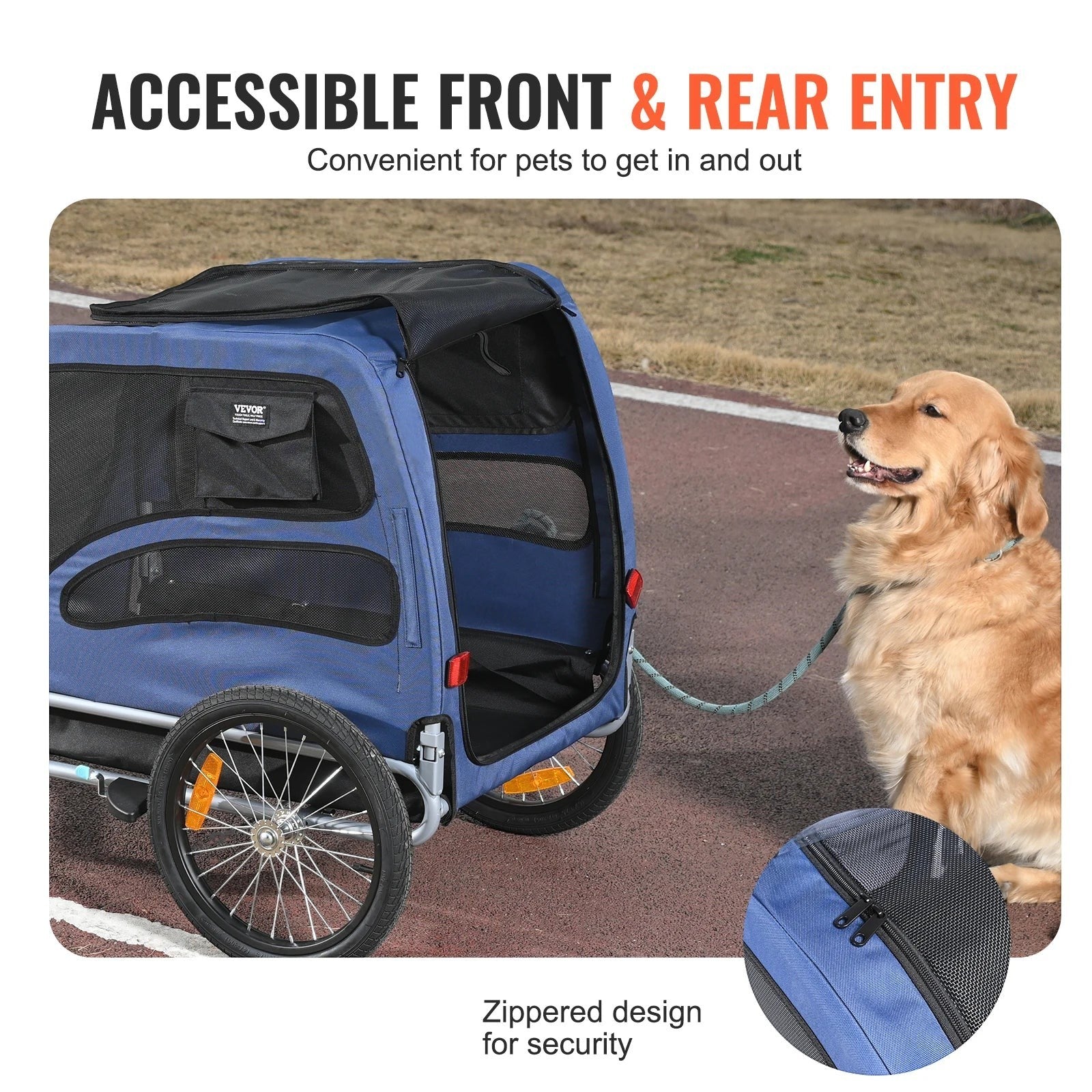 100lbs Pet Cart Bicycle Carrier Dog Bike Trailer with Coupler, Reflectors, Flag, Collapsible to Store for Dogs Travel