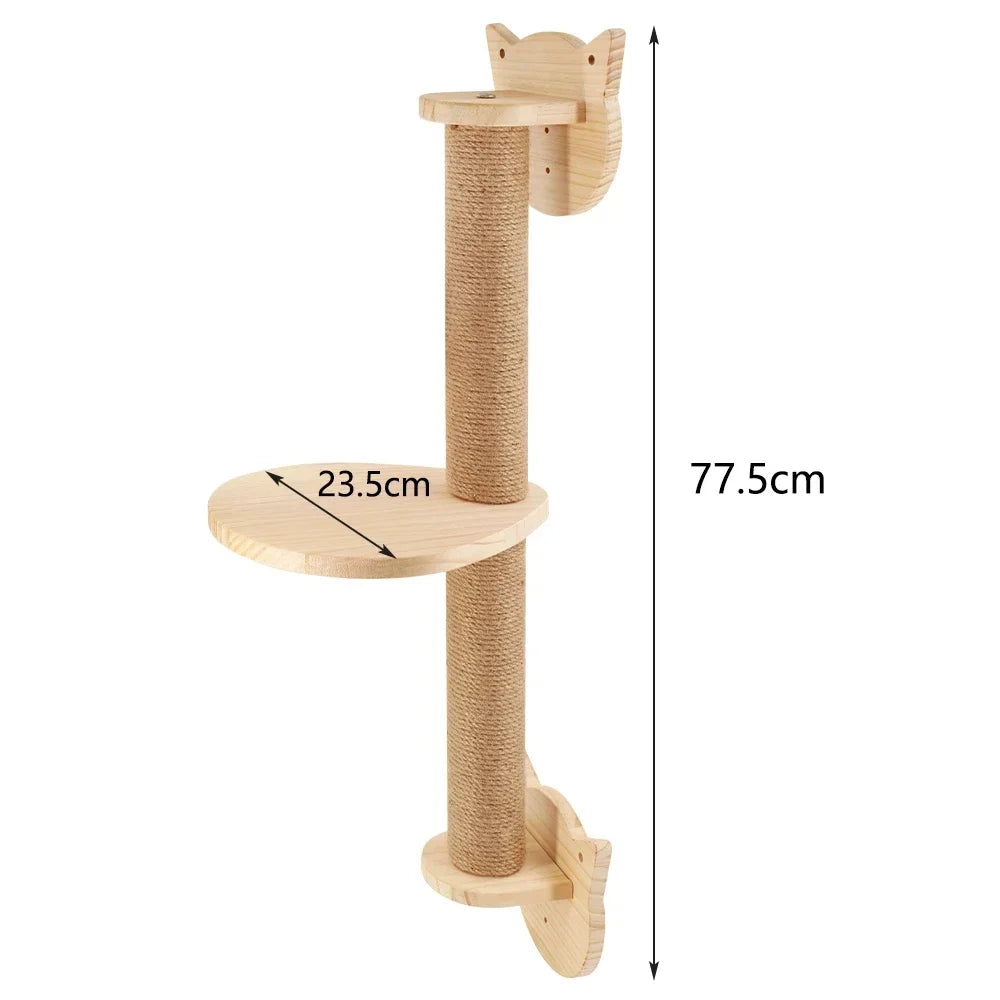 Mincy Pets Wooden Wall-Mounted Cat Climbing Shelves & Hammock product photo.