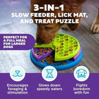 3-In-1 Interactive Dog Feeder Puzzle, Lick Mat And Slow Feeder Bowl - Mental Stimulation Toy For Medium And Large Dogs, 2 Cup Capacity, 10.4 In X 2.8 In