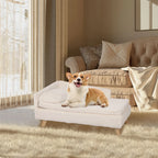 L-Shape Dog Sofa Bed Cat Cushion Stool Warm Nesting Couch with Rubber Wooden Legs Soft Comfortable Pet Furniture