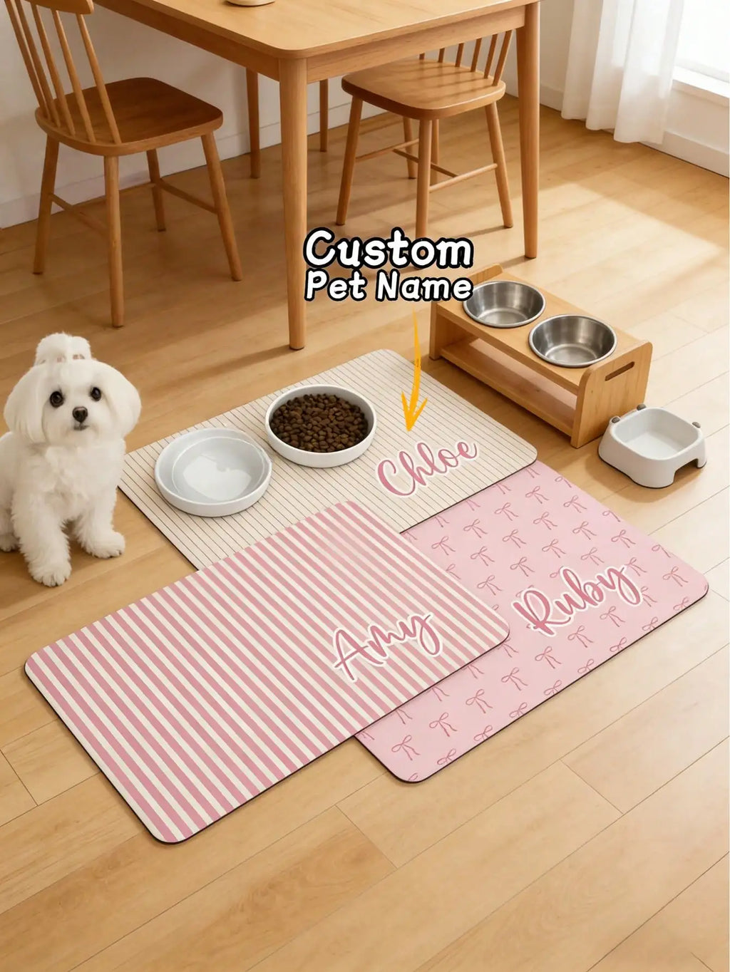 1pc Personalized Dog Food Mat, Custom Pet Name Mat, Feeding Accessory, Gift For Dog Lovers, Customized Pet Mat, Mother's Day, Special Occasions