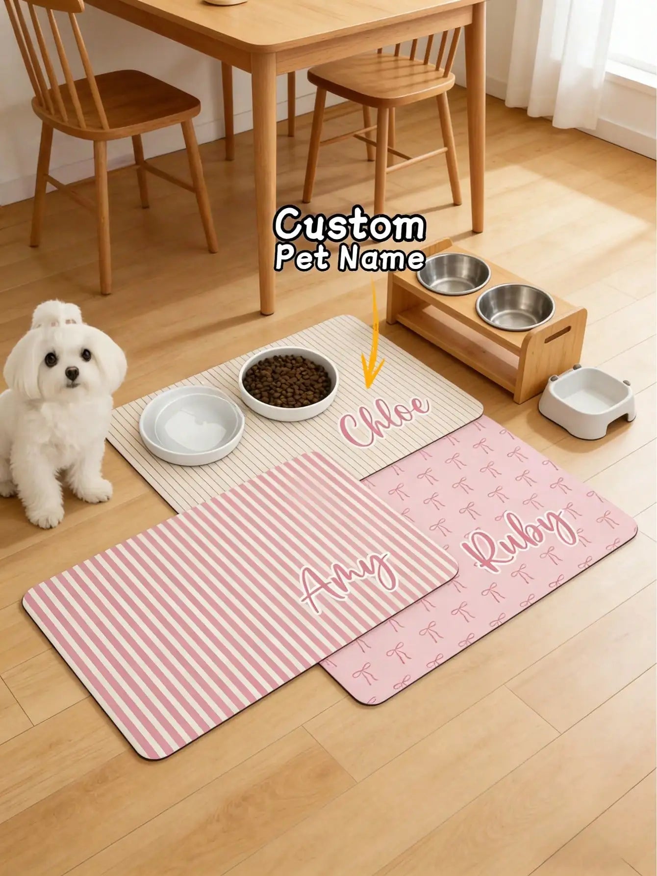 1pc Personalized Dog Food Mat, Custom Pet Name Mat, Feeding Accessory, Gift For Dog Lovers, Customized Pet Mat, Mother's Day, Special Occasions