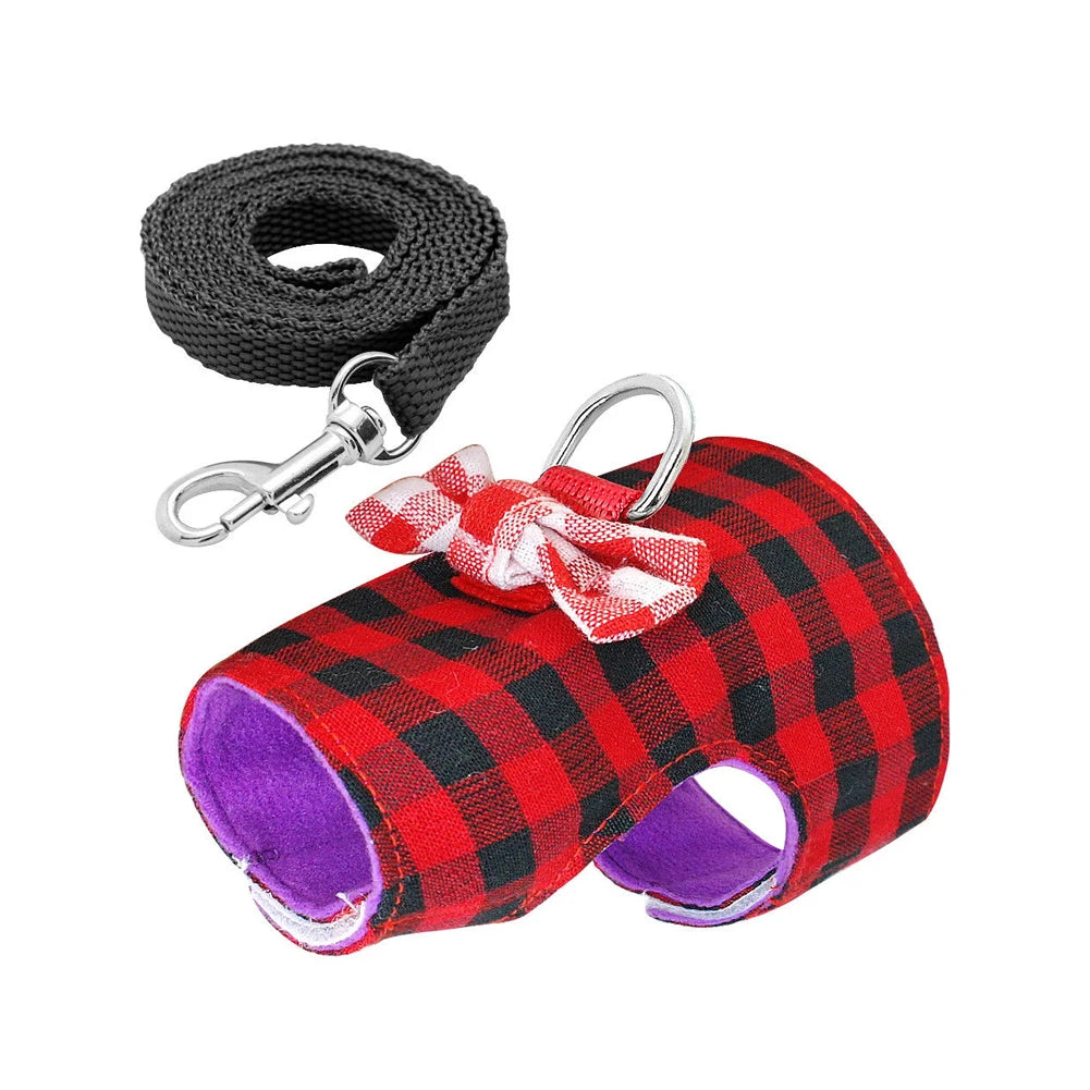 Small Pet Bowknot Vest Harness Adjustable Anti Escape Rabbit Hamster Ferret Safe Nylon Outdoor Going Out