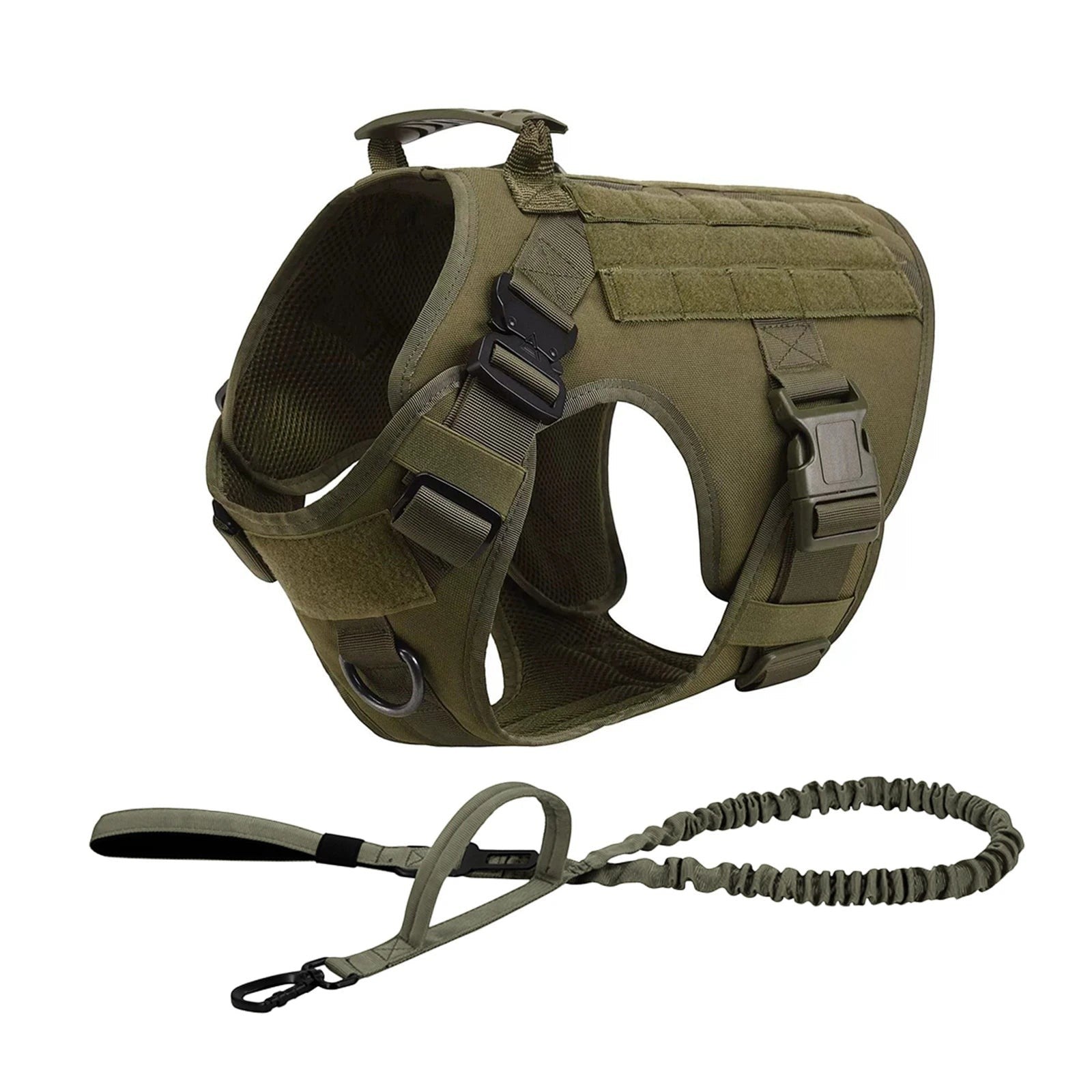 Mincy Pets Tactical Dog Harness with MOLLE Pouches & Leash product photo.