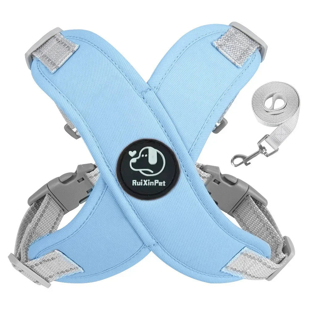 Dog Harness Leash Set Reflective Adjustable Pet Vest Harness with Metal D Ring Breathable Puppy Cat Walking Chest Strap Supplies
