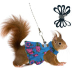 Pet Ferret Harness Dress with Split Tank Top Squirrel Leash and Anti-bite Chest and Back Strap Flower Branch Black-tailed Marmot