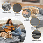 Foldable Human Dog Bed for Adult 2 in 1 Calming Large Dog Bed Washable Waterproof Dog Sofa Couch Bed Plush Cover Bolster Lounge