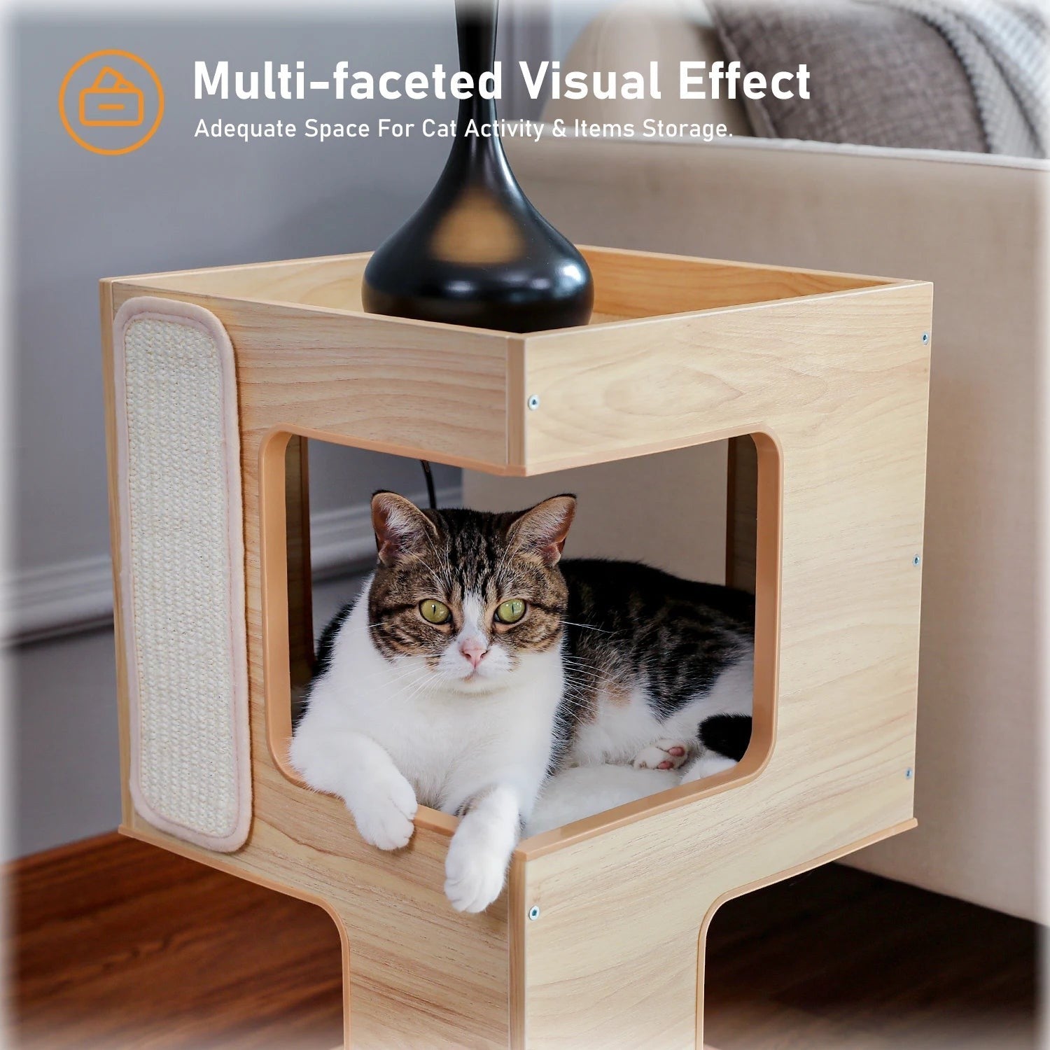 Mincy Pets Modern Wood Corner Cat Tree product photo.