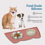 Non-Skid Silicone Pet Feeding Mat, Waterproof Dog Bowl Tray, Easy Clean, 18x10 inch