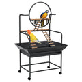 64-Inch Bird Cage Playstand with Perches and Ladders, Stackable Metal Parrot Playground with Removable Tray and Lockable Wheels, Easy-Clean Aviary for Parakeets, Cockatiels, Conures, and Macaws