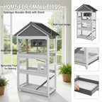 Wooden Bird Cage, with Stand, for Finches, Parakeets, Small birds - Grey