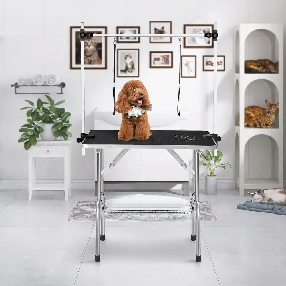 36 Inch Proional Adjustable Pet Grooming Table Heavy Duty with Arm Noose & Mesh Tray or Dog Cat Shower Table Maximum acity Up to
