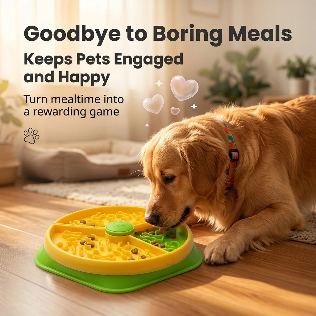Interactive Dog Slow Feeder Bowl Pet Puzzle Toy Anti-Choking Food Dispenser Stop Bloat IQ Training Foraging Game for Small Large Dogs