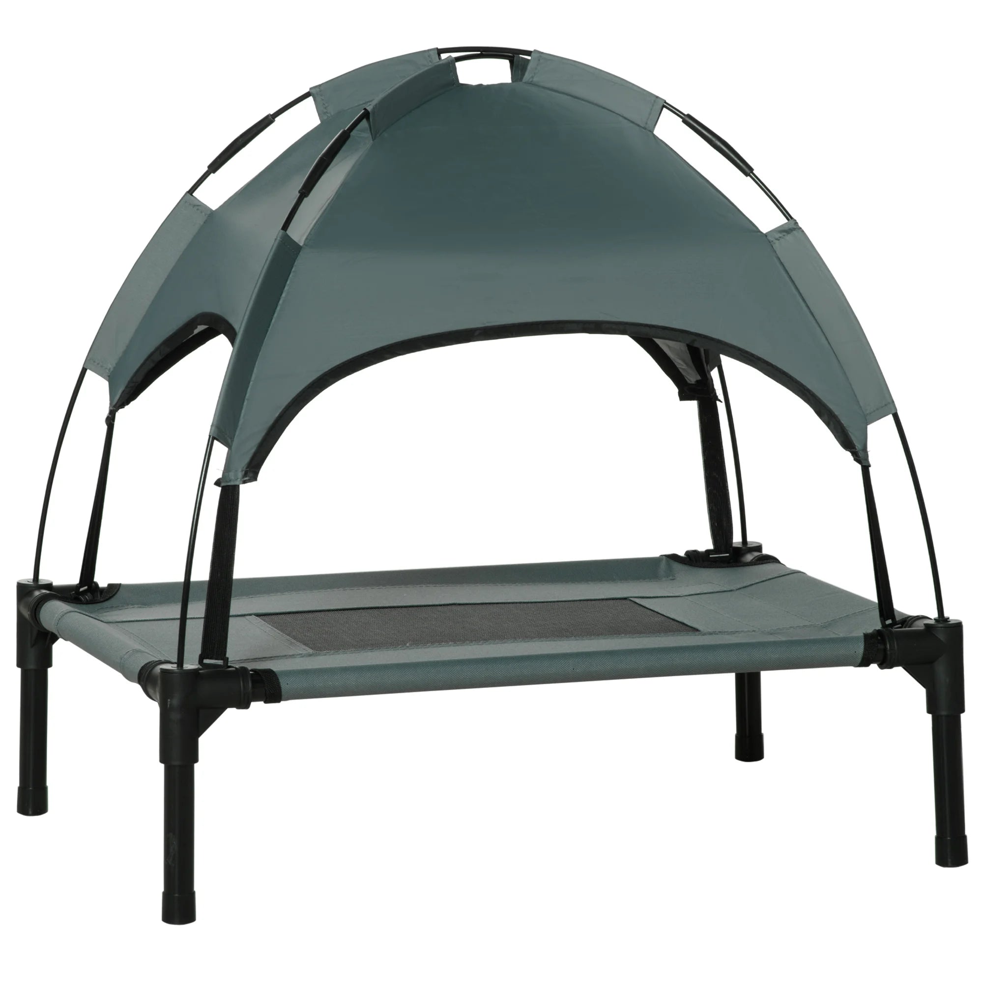 Raised Dog Bed Waterproof Elevated Pet Cot with Breathable Mesh UV Protection Canopy Grey, for Small Dogs, 61 x 46 x 62cm