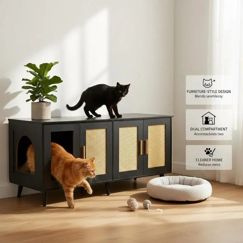 Cane-Look Litter Cabinet