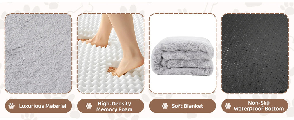 Kromax 71x43x10 Large Human Dog Bed for Adults Orthopedic Washable Cover Light Grey