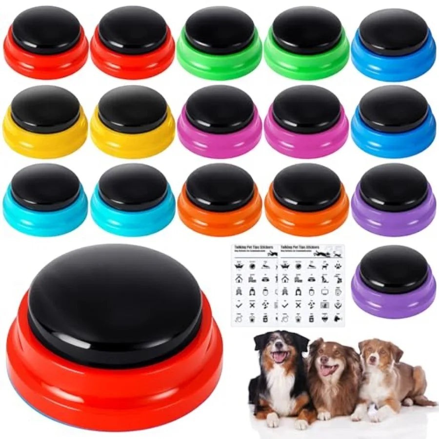 16 Pcs Voice Recordable Dog Buttons for Communication Pet Cat Talking Buttons with Stickers 30 Seconds Interactive Speech Train