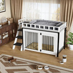 Pet Bunk Bed Stairs Storage, Window Perch, Multi-pose Blanket, Dog Bed for Small to Medium Sizes