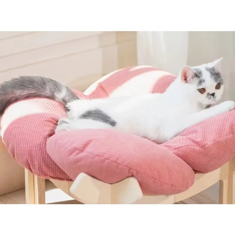 Mincy Pets Wooden High-Leg Cat Bed: Raised Pet Sofa with Cushion product photo.