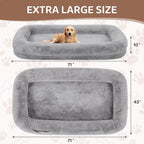 Kromax 71x43x10 Large Human Dog Bed for Adults Orthopedic Washable Cover Light Grey