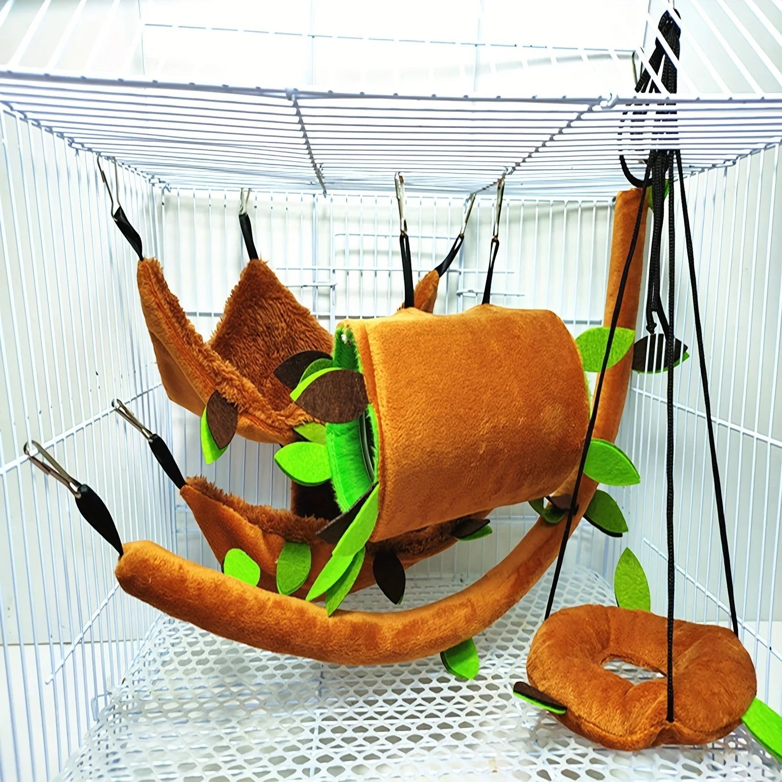 5pcs/set Plush Cotton Hamster Hammock Round Swing for Rats Rodent Small Animal Guinea Pig Ferret Double-layer Nests Pet Supplies