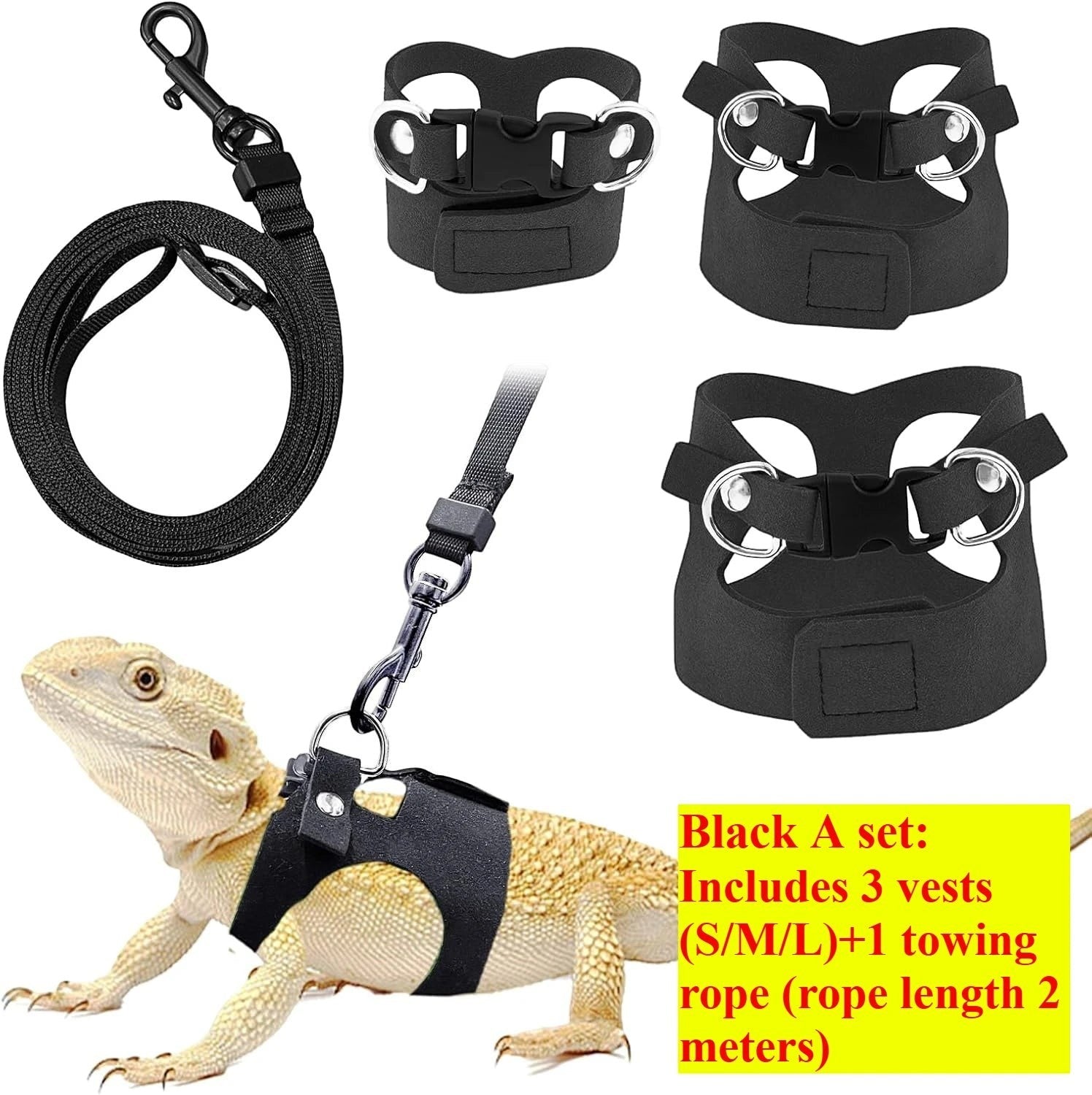 Mincy Pets Adjustable Reptile Harness & Leash Set product photo.