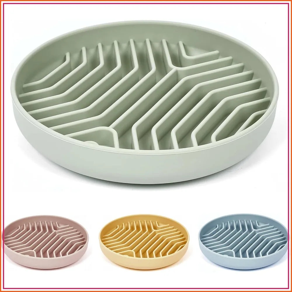 Slow Feeder Dog Bowls, Puzzle Silicone with Suction Cups, Anti-Choking, Non-Slip, Reduces Boredom & Anxiety for Medium to Small Dogs & Cats