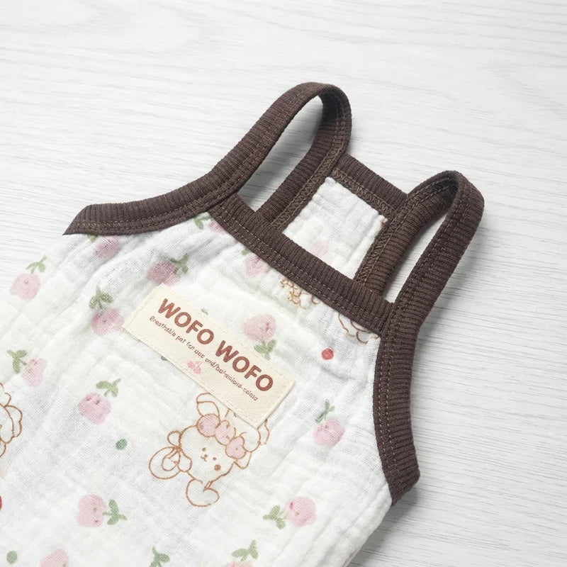 Pet Cotton Vest Summer Dog Cat Bear Print Breathable Light Cute Daily Chihuahua Pug York Teddy Girl Puppy T-shirt