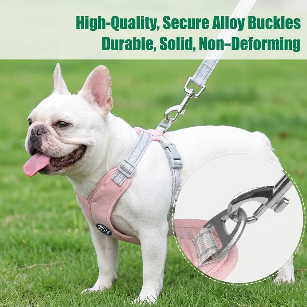 Dog Harness Leash Set Reflective Adjustable Pet Vest Harness with Metal D Ring Breathable Puppy Cat Walking Chest Strap Supplies