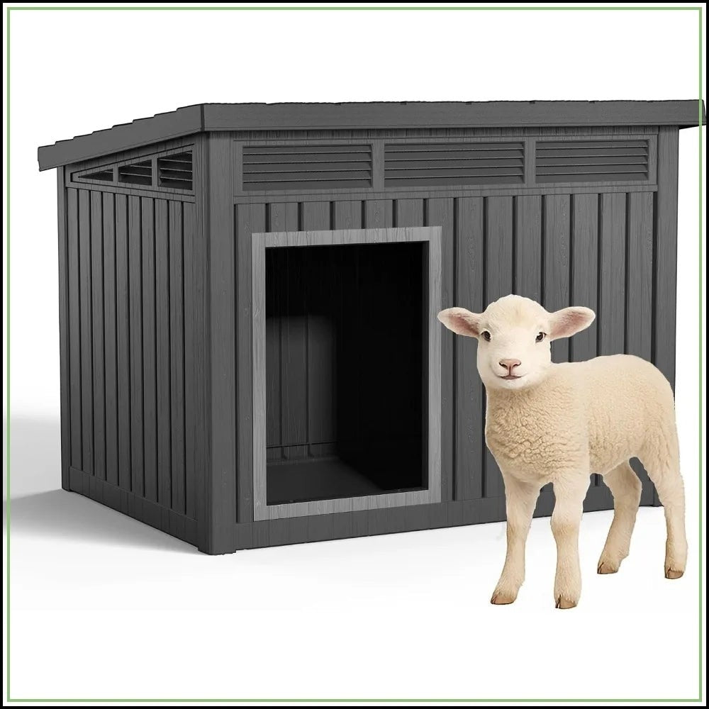 All-Weather Resin Dog House - Durable Outdoor Kennel for Backyard, Farm, Pasture