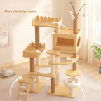 Modern Wooden Cat Tree Tower for Indoor Cats, Multi-Level Cat Condo with Sisal Scratching Posts, Top Perch & Acrylic Hammock, Durable Large Activity Center for Multiple Kittens