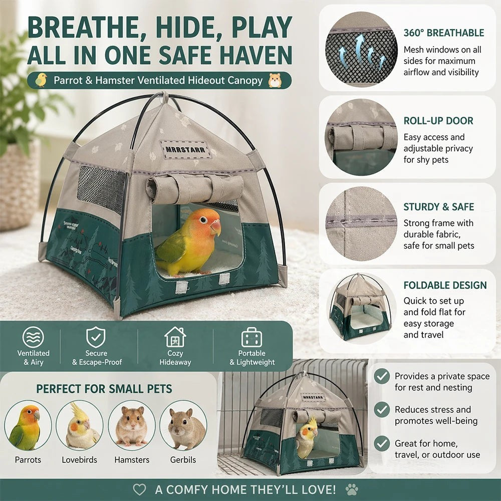 1PC Breathable Mesh Small Pet Tent Hamster Hideout Foldable Parrot Cage Nest Sugar Glider Sleeping Beds Guinea Pig Cozy Habitats