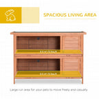 54" 2-Story Large Rabbit Hutch Bunny Cage - Wooden Pet House for Small Animals, Lockable Doors, No Leak Tray, Waterproof Roof, Outdoor/Indoor Use, Orange