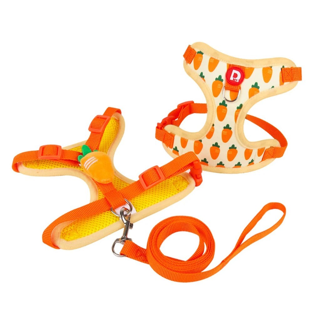 Cute Fruit Dog Cat Harness & Leash Set  Adjustable Soft Puppy Kitten Walking Gear Breathable Summer Outdoor Accessories for Smal