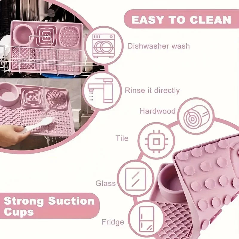 Pet Lick Feeding Mat Silicone Suction Anti Slip Slow Feeder Dog Cat Bath Daily Use Placemat