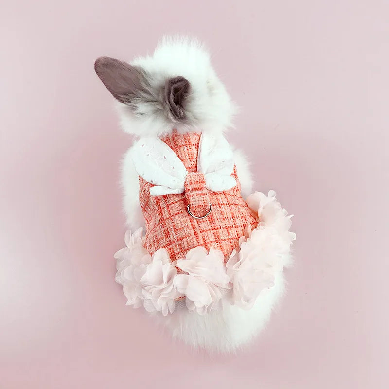 Fashion Rabbit Guinea Pigs Clothes with Harness Outdoor Pet Harnesses and Leash Set for Little Animals Bunny Chinchillas Suit