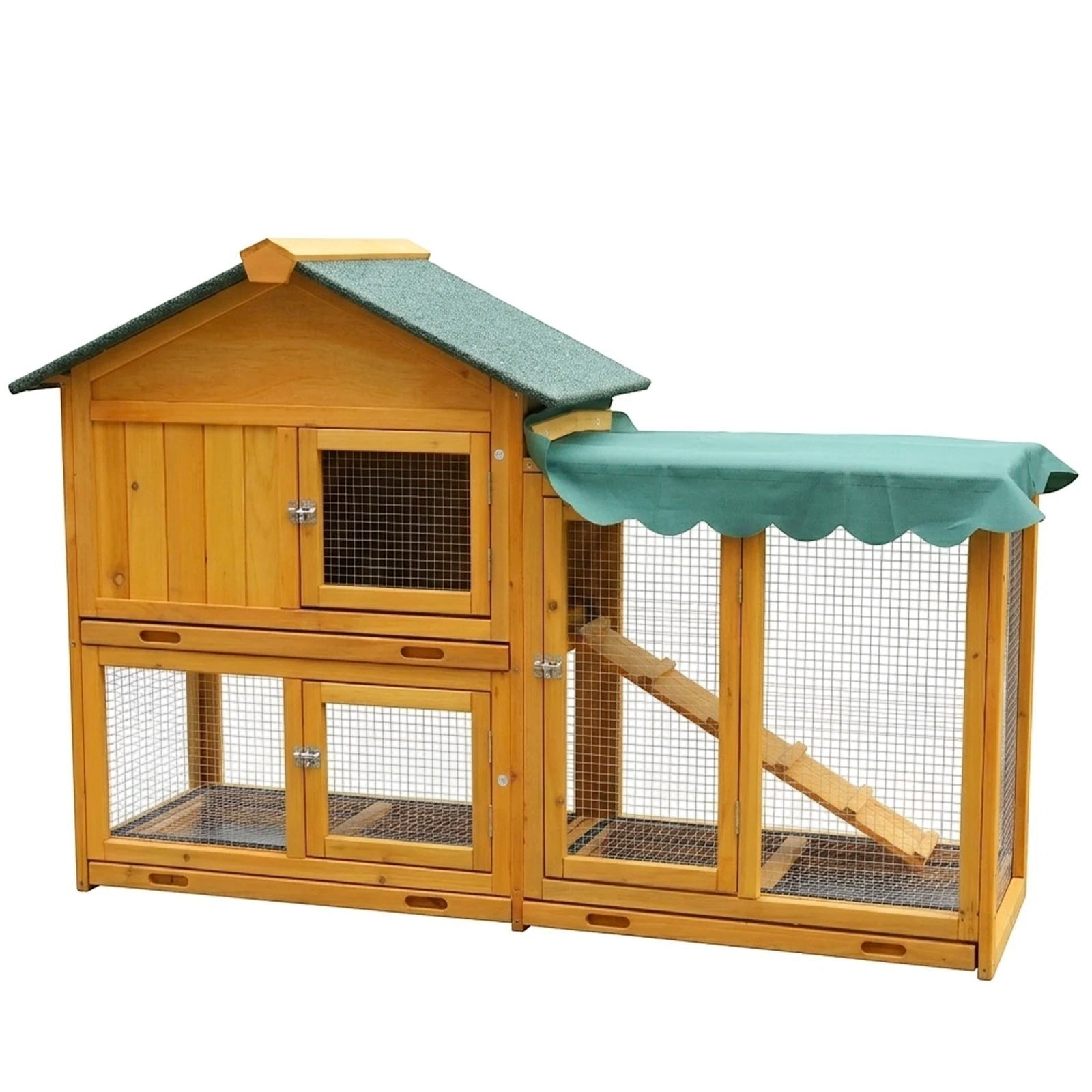 Mincy Pets 2-Tier Wooden Rabbit Hutch Outdoor Waterproof Roof product photo.