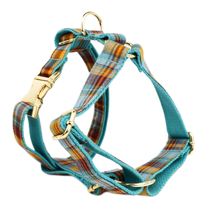 Mincy Pets Personalized Cotton Dog Collar Harness Bow Set product photo.