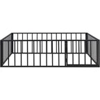 Full Size Metal Bed with Rail and Door for Kids, Suitable for Boys and Girls in Black