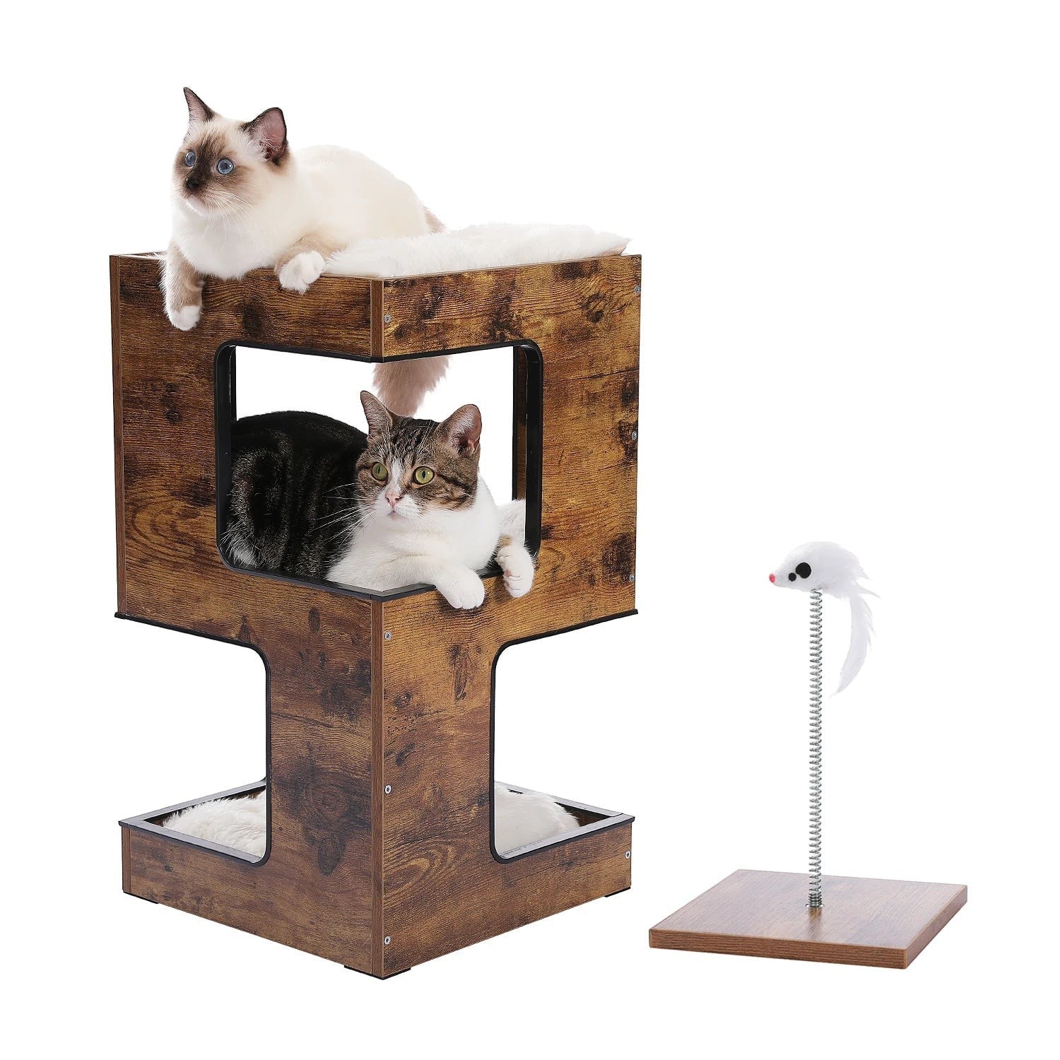 Mincy Pets Modern Wood Corner Cat Tree product photo.