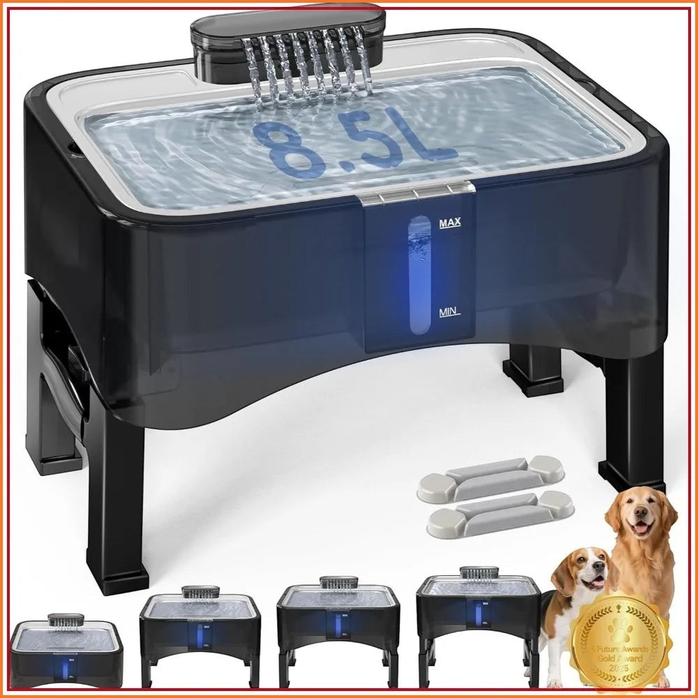 Mincy Pets Elevated Adjustable Dog & Cat Water Fountain product photo.