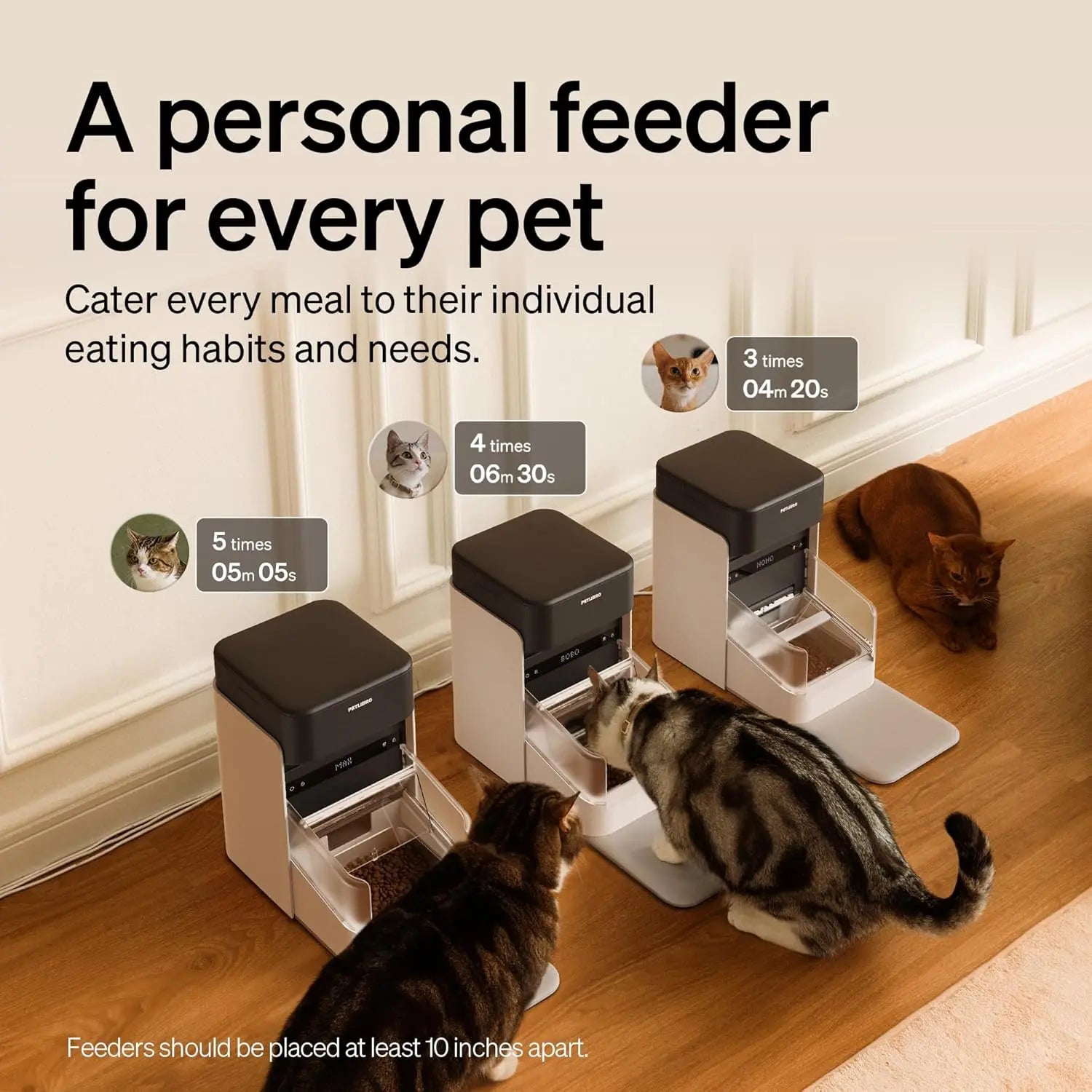 RFID Automatic Cat Feeder with Collar Sensor for Multi-Pet Homes, Wi-Fi Programmable Cat Food Dispenser with Diet Tracking