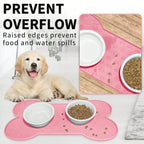 1PC Bone Shape Non-Slip Silicone Pet Placemat, Raised Edge Pet Feeding Tray For Food And Water, Anti-Spill Feed Mat For Small Medium Dogs And Cats, Easy Clean Purable Bowl Mat