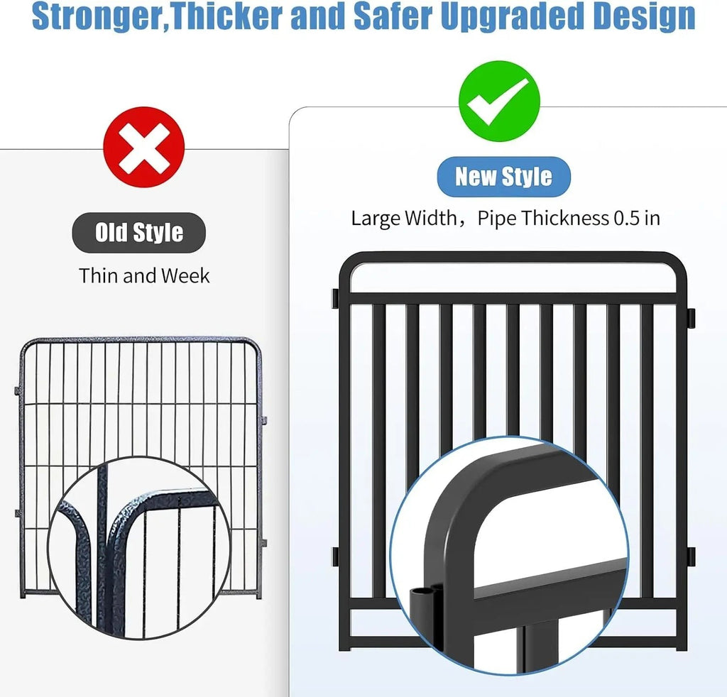 32 Inch Dog Playpen with Door, Heavy Duty Metal Exercise Pen for Large Medium Small Dogs, Foldable Outdoor Yard Fence 16 Panels