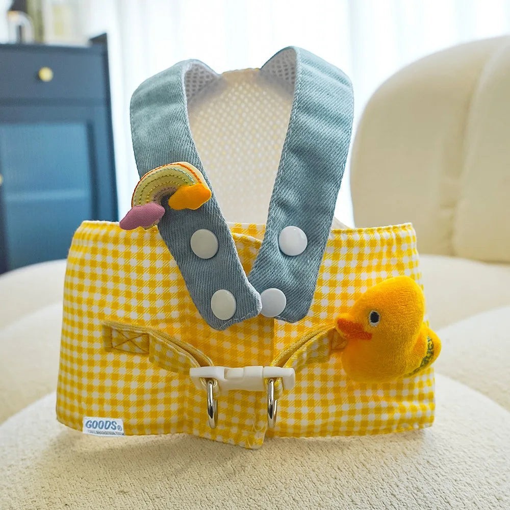 Mincy Pets Duck & Frog Print Pet Harness & Leash Set product photo.