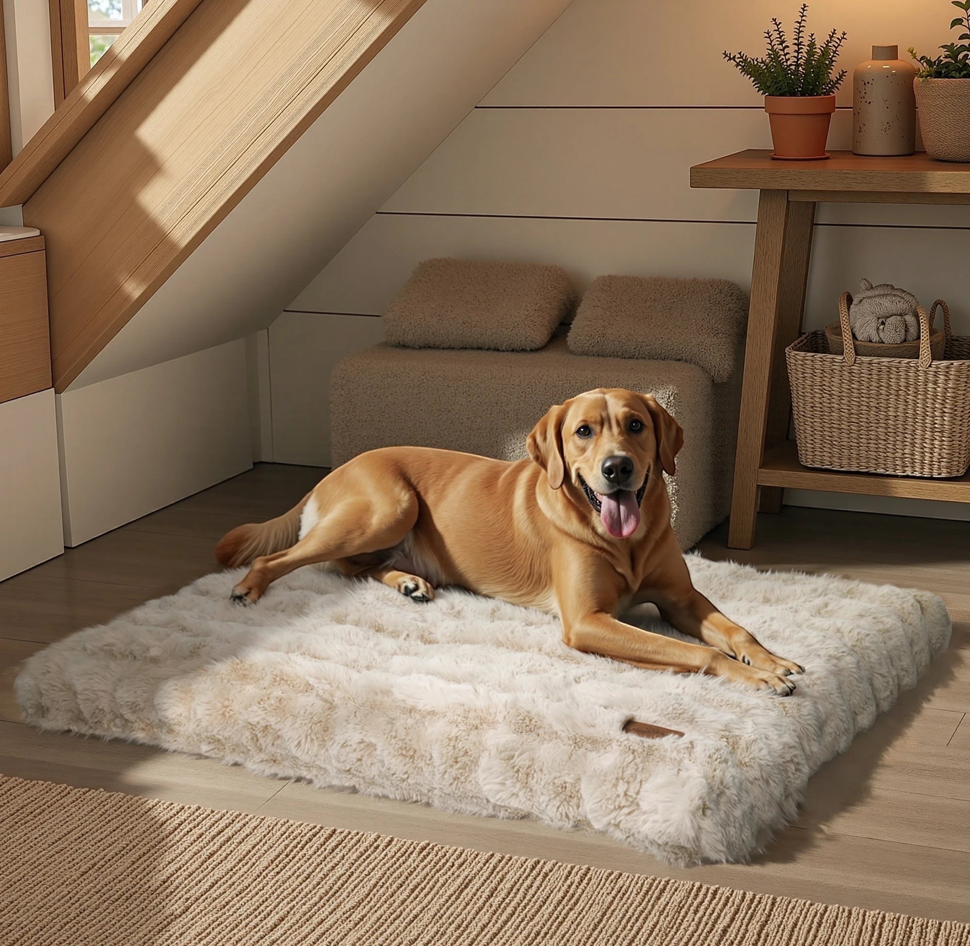 Mincy Pets Plush Dog Bed: Waterproof-Lined Foam Mat product photo.