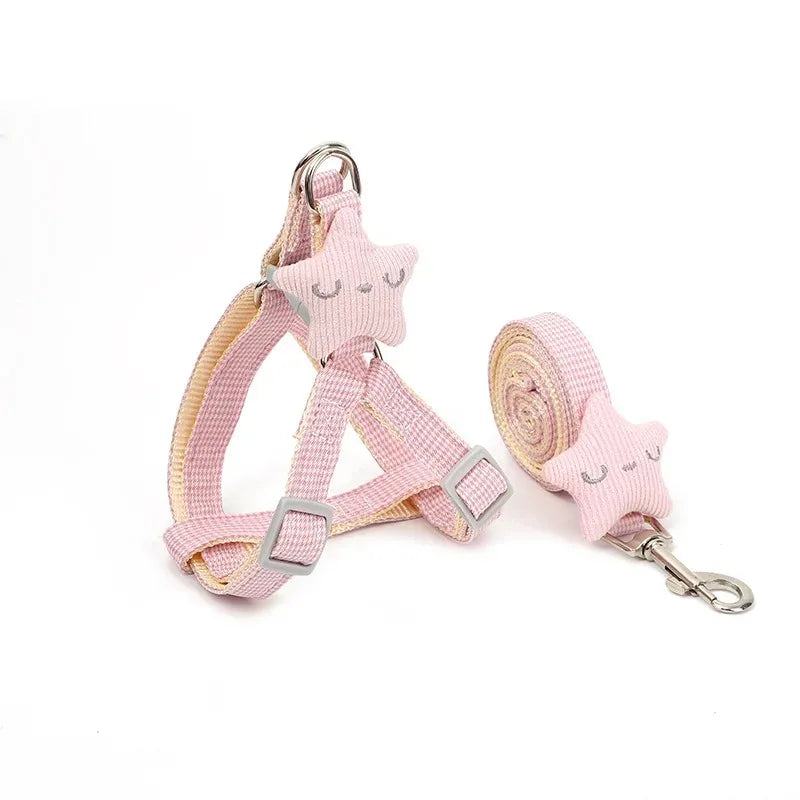 Pink&Blue Adjustable Chicken Harness Leash Set, Easy Wear Star Vest, Duck Harness for Duck Goose（2Pcs）