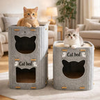Creativity Double Layer Cat House Felt Foldable Cat Castle Bed Breathable Wear-resistant Cat Scratching Board Cat Supplies