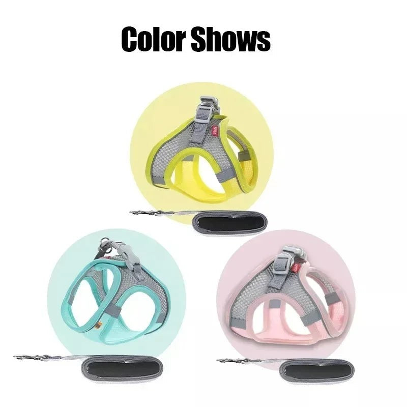 Breathable Vest Harness Adjustable Lightweight Small Dog Cat Safe Polyester Outdoor Daily Walking