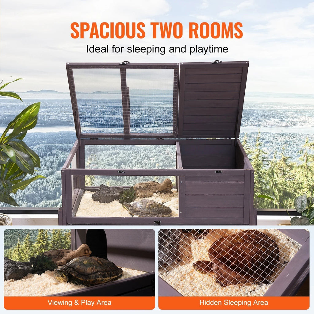 SucceBuyTortoise Habitat Tortoise House Indoor&Outdoor Rolling Tortoise Enclosure with Light Stand Reptile Enclosure Animal Cage